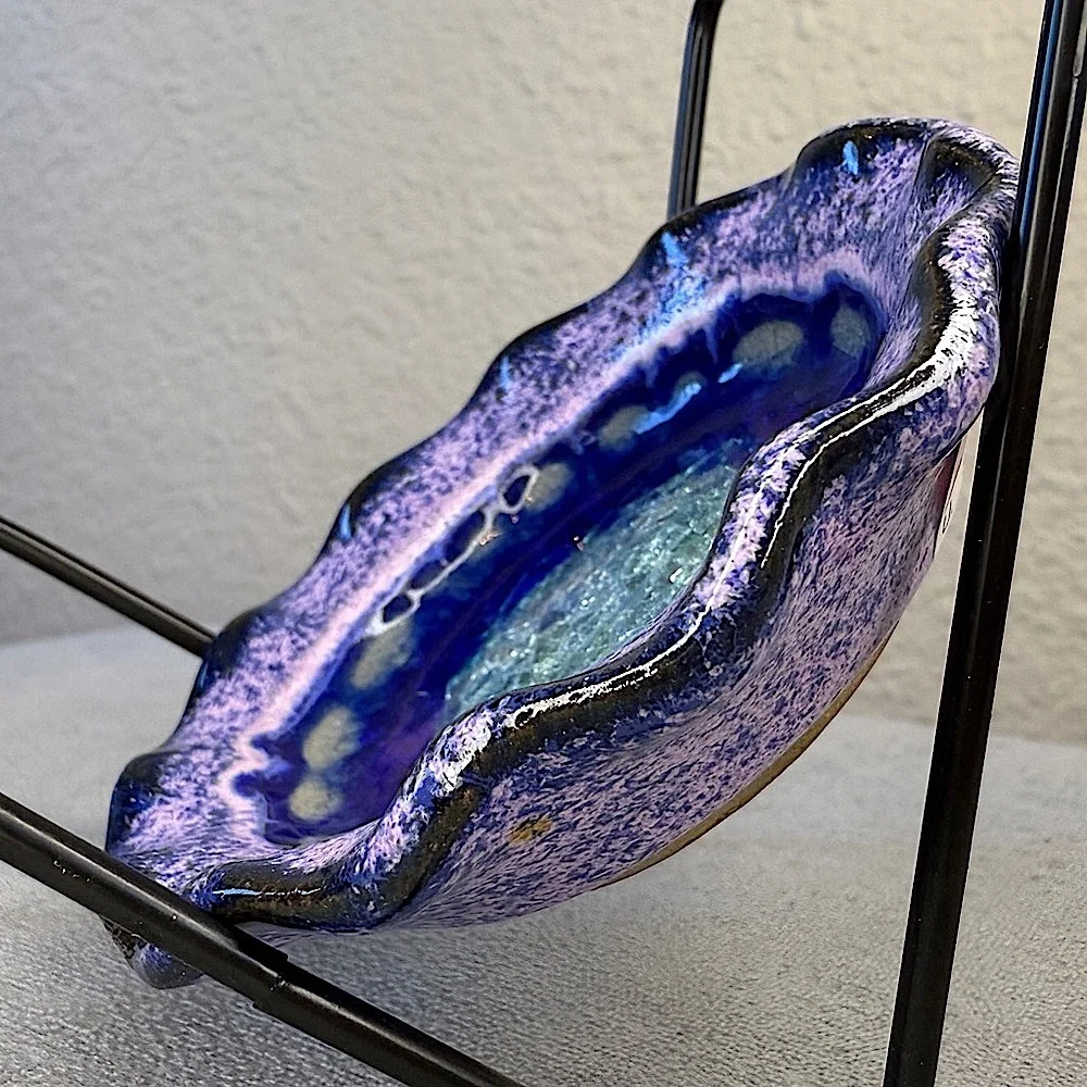 Trinket Dish - Fused Glass Art Pottery Purple/Blue Dish - USA, Down To Earth - Picture 13 of 16